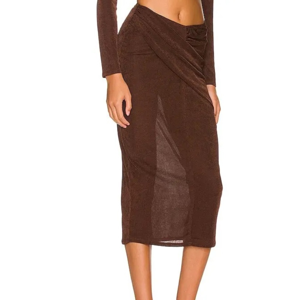Cullen Midi Skirt in Chocolate Brown NBD